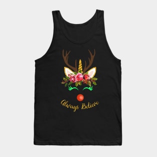 Always Believe T-Shirt Christmas Unicorn Tank Top